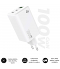 Cargador de pared gan subblim 100w charger usb c+c+a/ 2xusb tipo-c/ 1xusb/ 100w