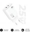 Cargador de pared gan subblim 25w charger usb c+c/ 2xusb tipo-c/ 25w