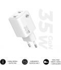 Cargador de pared gan subblim 35w charger usb c+c/ 2xusb tipo-c/ 35w