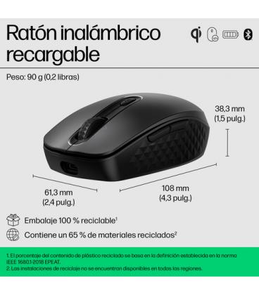 Ratón inalámbrico hp 695/ batería recargable/ hasta 4000 dpi/ negro