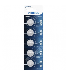 Pack de 5 pilas de botón philips cr2016p5/01b lithium/ 3v