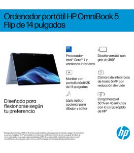 Portatil hp omnibook 5 flip x360 14 - fp0015ns 14 pulgadas i5 - 1334u - 16gb - ssd 512gb - tactil - w11 - celeste