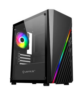 Caja ordenador gaming unykach mini glayze argb stripe - black micro atx