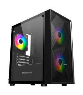 Caja ordenador gaming unyka mir b200 matx argb cristal templado negro