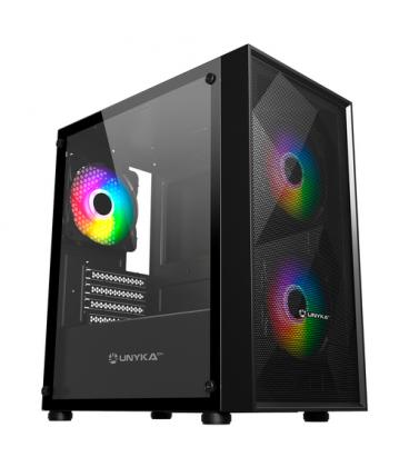 Caja ordenador gaming unyka mir b200 matx argb cristal templado negro