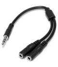 Cable jack 3.5mm startech 0.20m - macho - hembra - negro