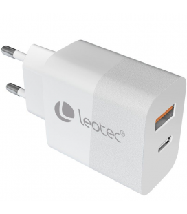 Cargador de pared gan leotec lecsph30w2w/ 1xusb tipo-c/ 1xusb/ 30w