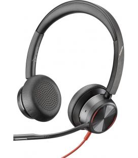 Auriculares poly blackwire 8225 para microsoft teams + adaptador usb-c/a/ con micrófono/ usb tipo-c/ negros