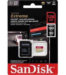 Tarjeta memoria micro secure digital 128gb sandisk extreme clase 10 uhs - i u3 + adaptador