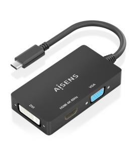 Conversor hdmi aisens a109-0954/ usb tipo-c macho - dvi/hdmi/vga hembra/ 15cm/ negro