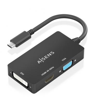 Conversor hdmi aisens a109-0954/ usb tipo-c macho - dvi/hdmi/vga hembra/ 15cm/ negro