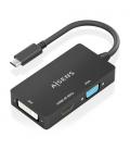Conversor hdmi aisens a109-0954/ usb tipo-c macho - dvi/hdmi/vga hembra/ 15cm/ negro