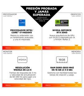 HP OMEN Gaming Laptop 16-am0045ns i9-14900HX 40,6 cm (16") 2K 32 GB DDR5-SDRAM NVIDIA GeForce RTX 5060 Wi-Fi 6 (802.11ax) FreeDO