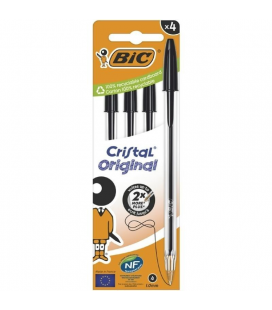 Bolígrafos de tinta de aceite bic cristal original 516335/ 4 unidades/ negros