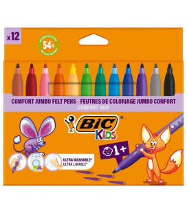 Rotuladores punta ancha bic kids comfort jumbo 517250/ 12 unidades/ colores surtidos