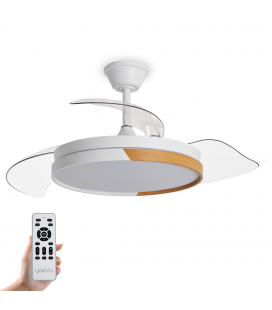 Yoevu - nature white ventilador de techo con luz led motor dc | 3 tónalidades de color|6 velocidades |temporizador |función vera
