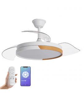 Yoevu - nature white wifi ventilador de techo con luz led motor dc compatible con alexa | 3 tónalidades de color regulable en in