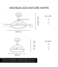 Yoevu - nature white wifi ventilador de techo con luz led motor dc compatible con alexa | 3 tónalidades de color regulable en in