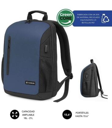 Mochila subblim xpand air padding backpack para portátiles hasta 15.6'/ puerto usb/ azul