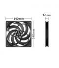 Ventilador arctic p14 slim pwm pst/ 14cm/ negro