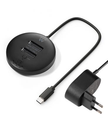 Ewent EW7078 base de conexión para disco duro USB 3.2 Gen 1 (3.1 Gen 1) Type-C Negro