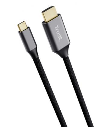 Cable conversor hdmi 4k trust calyx/ usb tipo-c macho - hdmi macho/ 2m/ gris