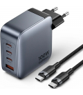 Cargador de pared gan vention tz-feth0-eu/ 3xusb tipo-c/ 1xusb/ 100w