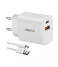 Approx cargador 20w qc 1 x usb a+ 1 x usb c+cable