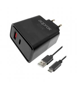 Approx cargador 65w qc 1 x usb a+ 1 x usb c+cable
