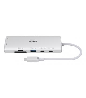 Docking usb tipo-c d-link dup-a01/ 1xusb/ 2xusb tipo-c/ 2xhdmi 4k/ 1xrj45/ 1xlector de tarjetas/ 1xusb tipo-c pd/ blanco