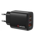 Cargador de pared gan verbatim essentials/ 2xusb tipo-c/ 1xusb/ 65w