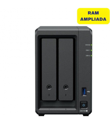 Nas synology diskstation ds725+/ 2 bahías 3.5'- 2.5'/ 32gb ddr4/ formato torre