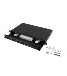 PATCH PANEL LANBERG 1U 19" FIBRA OPTICA 24 PTS SC DUPLEX O 24 LC QUAD BK+ACC
