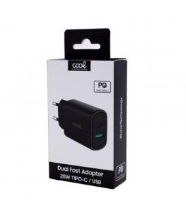 CARGADOR COOL DUAL USBC-USB 20W BLACK