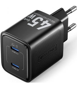 Cargador de pared gan vention fefb0-eu/ 2xusb tipo-c/ 45w