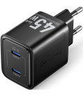 Cargador de pared gan vention fefb0-eu/ 2xusb tipo-c/ 45w