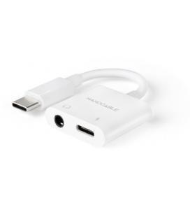 Adaptador audio nanocable 10.24.1206/ usb tipo-c macho - jack 3.5 hembra/ usb tipo-c hembra/ blanco