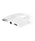 Adaptador audio nanocable 10.24.1206/ usb tipo-c macho - jack 3.5 hembra/ usb tipo-c hembra/ blanco