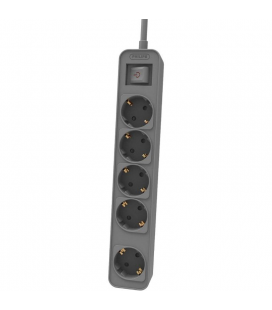 Regleta con interruptor philips chp2154g/12 5 tomas de corriente/ cable 1.5m/ gris