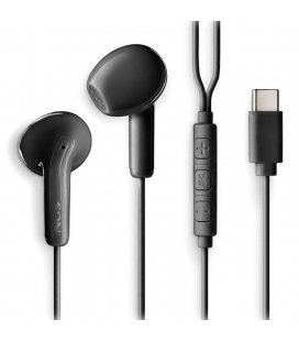 Auriculares intrauditivos ngs cross glide/ con micrófono/ usb tipo-c/ negros