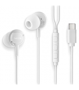 Auriculares intrauditivos ngs cross step/ con micrófono/ usb tipo-c/ blancos