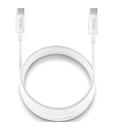 Cable usb 2.0 tipo-c ngs zyro 60w-1/ usb tipo-c macho - usb tipo-c macho/ hasta 60w/ 480mbps/ 1m/ blanco
