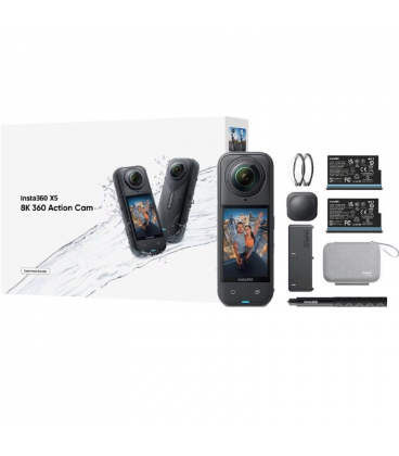 Cámara digital deportiva insta360 x5 essecial kit/ 8k/ ángulo de visión 360º/ negra