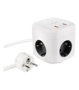 Regleta nanocable 10.37.0011/ 3 tomas de corriente/ 2 usb - 1 usb tipo-c/ cable 1.4m/ blanca