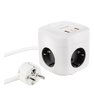 Regleta nanocable 10.37.0011/ 3 tomas de corriente/ 2 usb - 1 usb tipo-c/ cable 1.4m/ blanca