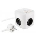 Regleta nanocable 10.37.0011/ 3 tomas de corriente/ 2 usb - 1 usb tipo-c/ cable 1.4m/ blanca