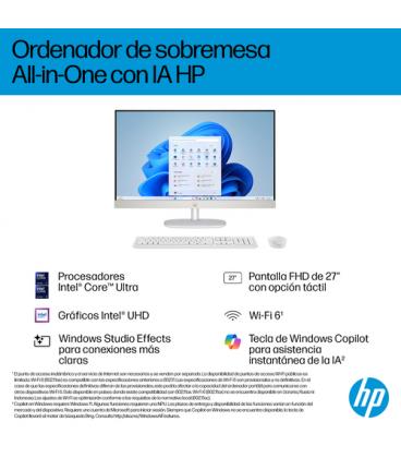 Pc all in one hp 27-cr2014ns intel core ultra 5-225u/ 16gb/ 512gb ssd/ 27'/ win11