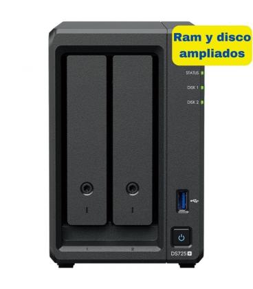 Nas synology diskstation ds725+/ 2 bahías 3.5'- 2.5'/ 8gb ddr4/ 8tb/ formato torre