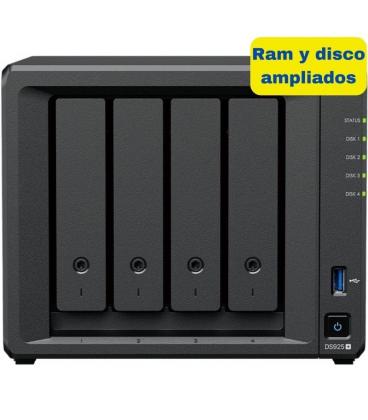 Nas synology diskstation ds925+/ 4 bahías 3.5'- 2.5'/ 8gb ddr4/ 16tb/ formato torre