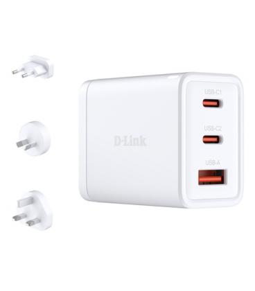 Cargador de pared gan d-link dcp-651/ 2xusb tipo-c/ 1xusb/ 65w